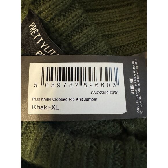PrettyLittleThing XL Plus Khaki Cropped Rib Knit Jumper - NWT - Picture 14 of 14